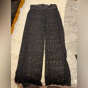 Chic Black Lace Swimsuit Pants | L